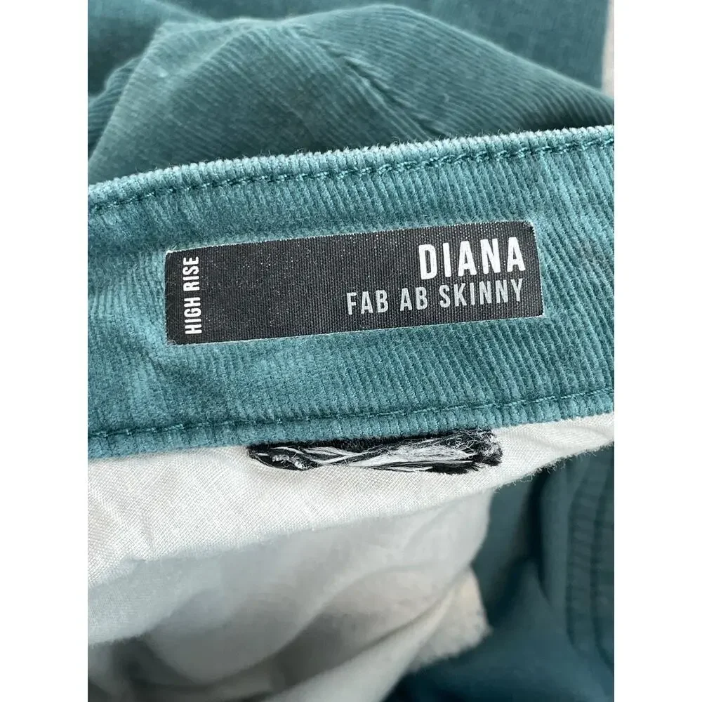 Kut From The Kloth Pants Women 14W Green Corduroy Stretch High-Rise Diana Skinny